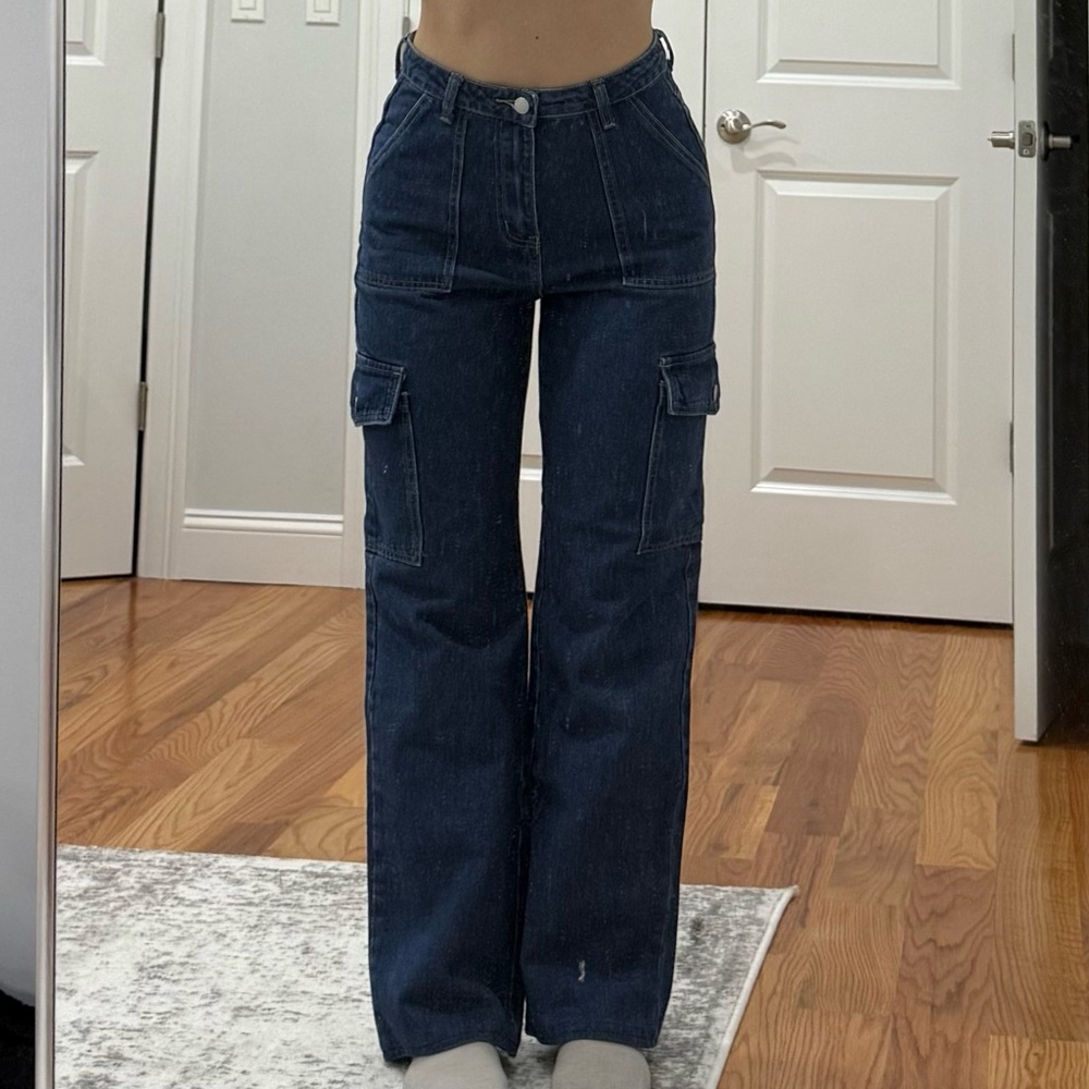 Women's Dark Blue Cargo Jeans